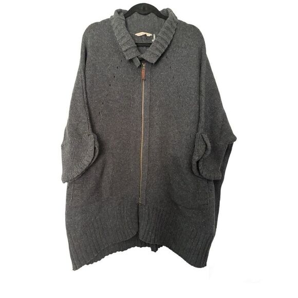 Soft Surroundings Gray Thick Full Zip Sweater NO SZ TAG SEE MEASURMENTS Winter - Picture 1 of 8